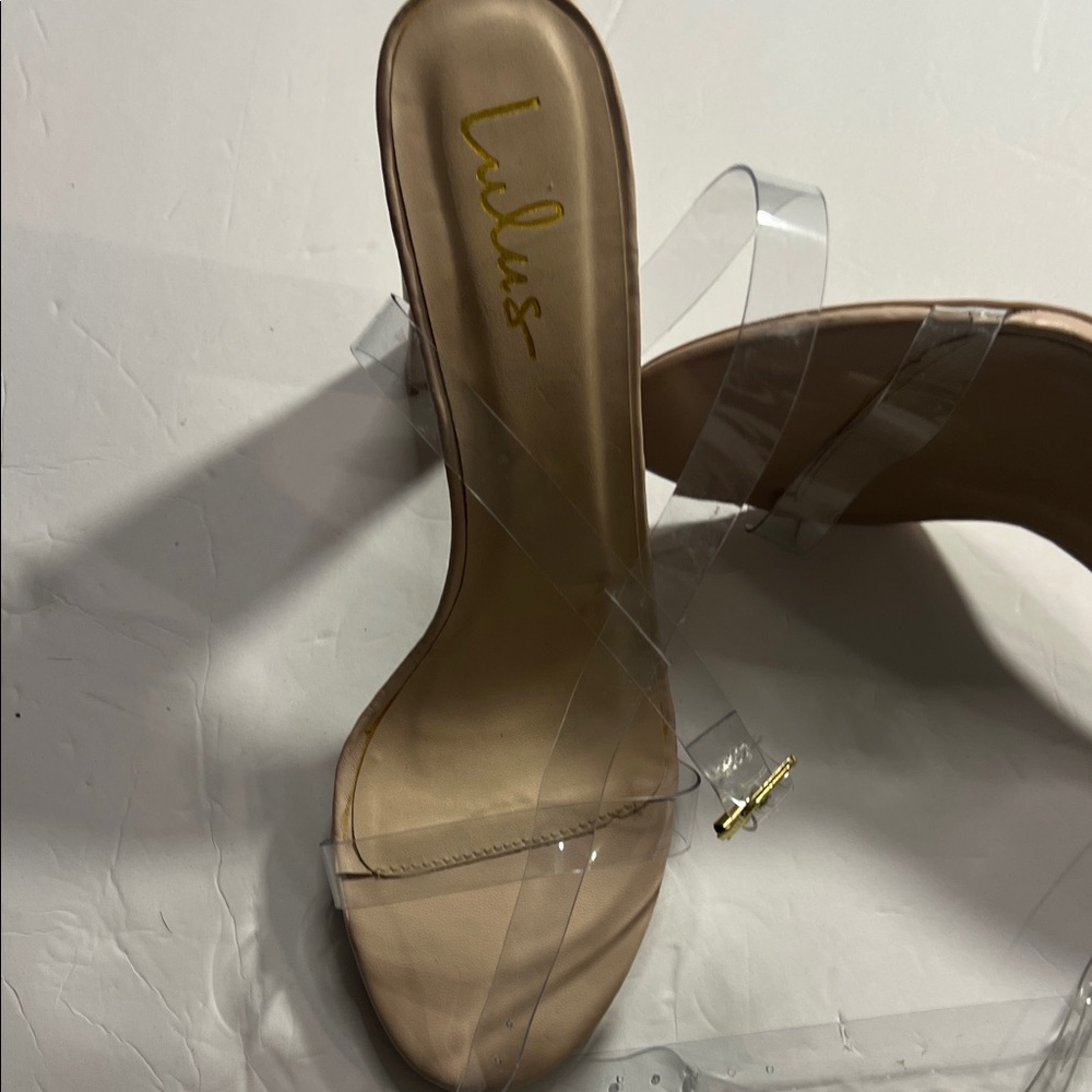 Lulu's Transparent Strap Nude Heels